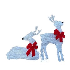 White Standing Reindeer Lights Indoor Outdoor Metal Warm White Christmas Decor