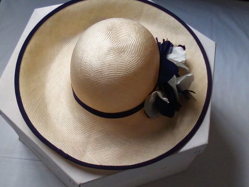 Formal beige hat with navy - hat,