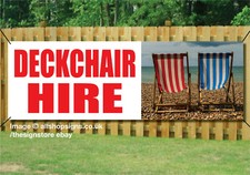 DECKCHAIR HIRE SIGN BANNER BEACH CHAIR RENT SIGN waterproof PVC + Eyelets V2