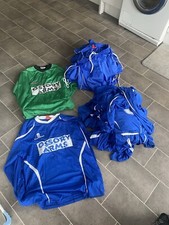 MENS TEAM FOOTBALL KIT LONG SLEEVED - Blue Numbered shirts and shorts XL