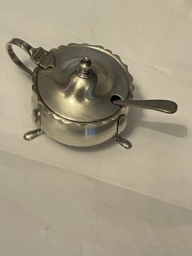Silver mustard pot - mustard, with