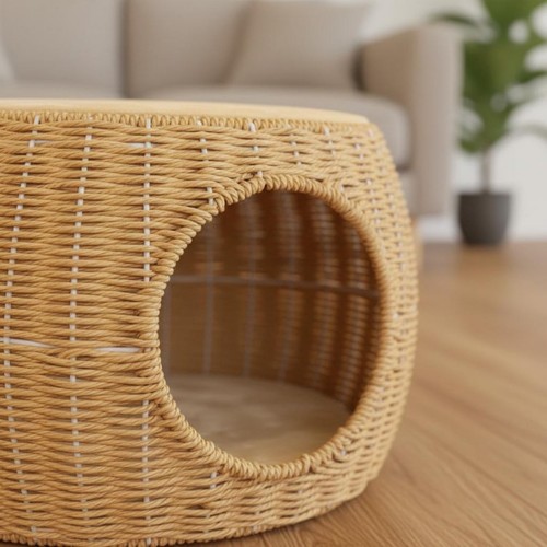 Cat bed tray - tray, wicker