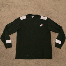 Domino's Shirt Mens Large Black Long Sleeve Uniform Reflective Pizza Workwear