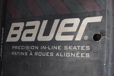 Bauer In line size 11 Roller skates inc spare wheels, knee pads + hand pads