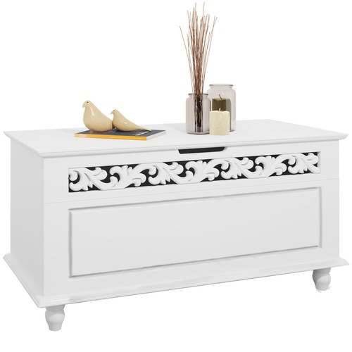 White wooden storage chest toy - white,