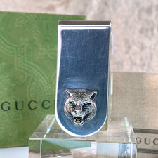 Gucci Money Bill Clip Garden Cat Head 925 Sterling Silver with Case