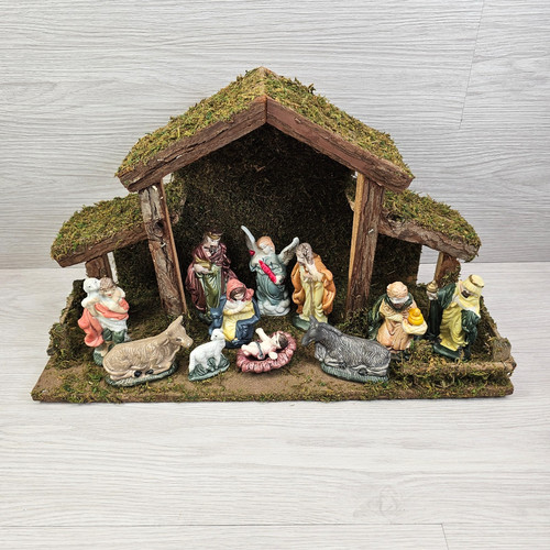 Vintage nativity scene wood - scene,