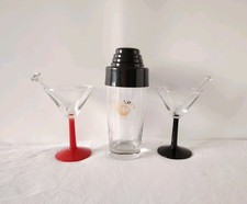 Vintage Cocktail Glasses, Stirrers and Glass Cocktail Shaker 