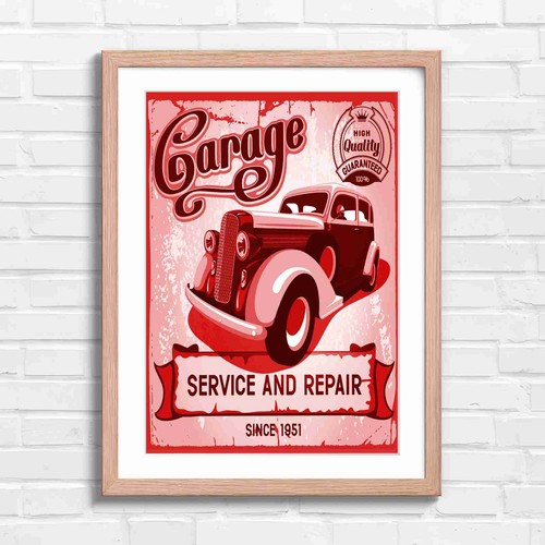 Retro vintage garage car - vintage,