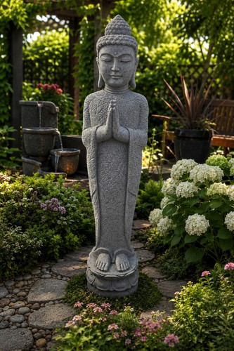 Large standing buddha - buddha, garden