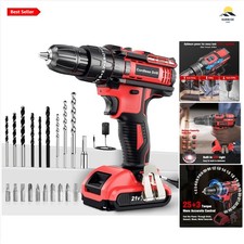 Cordless Drill Driver 21V with 2000mAh Battery 42N.m Torque 2-Speed LED