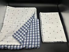 Little White Company Stars / Blue Gingham Check Cot Bed Bedding Duvet Cover