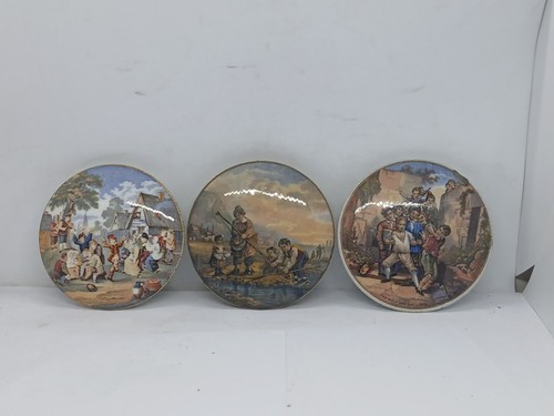 Old prattware pot lids - 3,