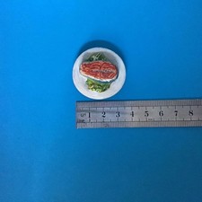 Vintage Kaybot Plaster Dolls House Salmon Plate, 1:12 Scale