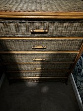 Vintage Wicker And Bamboo chest of drawers