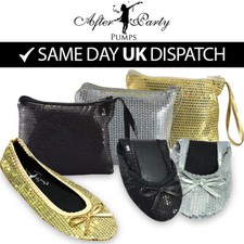 SEQUIN ROLL UP FOLD PUMPS