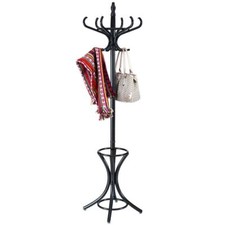Wooden Coat Rack Hat Hanger Free Standing Hallstand Umbrella Stand with 12 Hooks