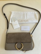 Chloé Faye Mini 1941 Taupe Suede & Leather Shoulder Bag.
