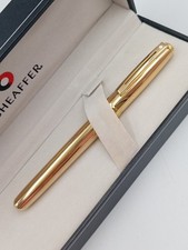 Sheaffer Prelude Fountain Pen Fluted 22ct Gold Plated Medium Nib Boxed w/ Inks