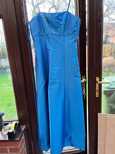 Blue satin formal full - blue,