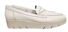 Leather Flatform Loafer Shoes Vera Pelle Size UK 7.5 EU 41 Ivory Comfort New