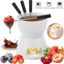 Chocolate Cheese Fondue Pot Set Ceramic Cheese Melting Pot With 4 Forks & Candle