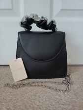 BNWT Primark Black Faux Leather Small Clutch Bag With Gem Handle And Chain