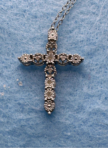 Dazzling silver floral cross - silver,
