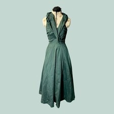 Emerald Green 1990s Monsoon Prom Evening Ballgown Halterneck Size 8