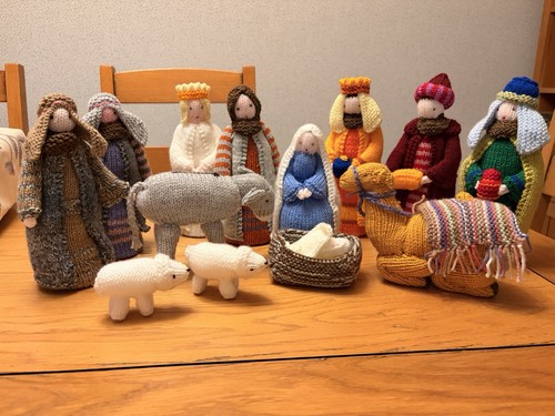 Nativity set hand knitted - nativity,