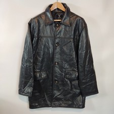 Valentino VIP Moda Mens XL Black Faux Leather Jacket Made in Italy Zip Lined VGC