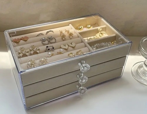 Beige acrylic jewelry - acrylic,