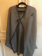 Salvatore Ferragamo Grey wool pancho with brown leather trim-Size M (12-14)