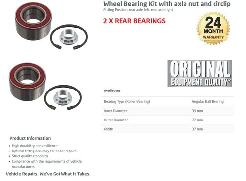 Rear axle wheel bearings - 2x,