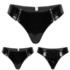 Women Sexy Shiny Zip PVC Thongs G-String Short Briefs Underwear Lingerie Panties