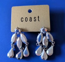 Coast Costume Jewellery Drop Style  Silver Coloured Earrings New