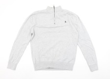 Jack Wills Men's Grey L Half Zip High Neck Cotton Jumper