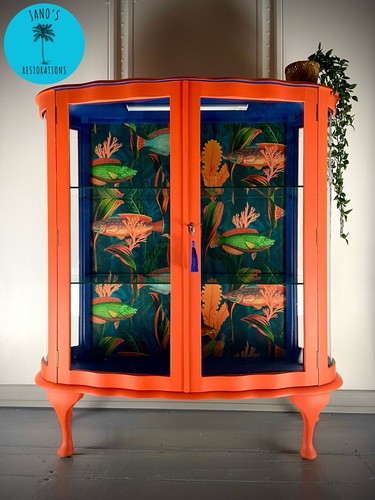 Orange blue vintage glass - orange,