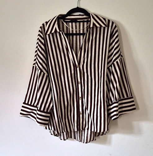 Zara brown white striped - white,