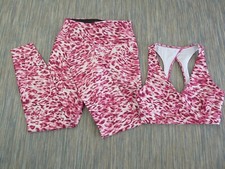 Good American Women Size 2 Piece Gym Kit Leggins Vest Top Pink Tie Dye