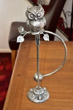 GARDEN ORNAMENT HEAVY CAST METAL SWINGING OWL