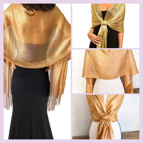 Gold shimmer evening shawl - evening,