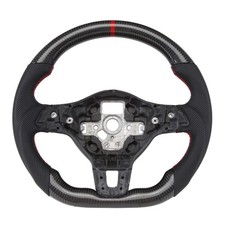 Real Carbon Fiber Steering Wheel For VW Golf 6 MK6 GTI 2008-2014 Red Stitching