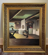 Large Danish Farmhouse Interior – Signed “Borch” – Early 20th Century
