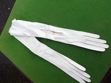 Antique Ladies Formal Leather Very Soft ivory gloves 20" Long!