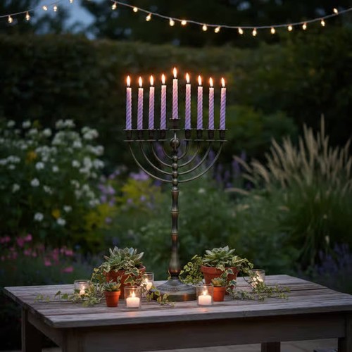 Antique bronze menorah - antique,