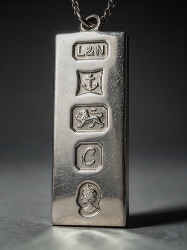 Sterling silver ingot pendant - silver,