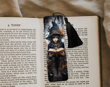Gothic Witch Aluminium Bookmark, Tassel Bookmark, Page Saver