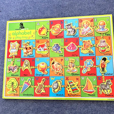 Vintage Retro Boots Alphabet Wooden Play Tray Puzzle  Complete unboxed