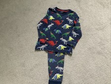 Boys Age 4-5 M&S Christmas Pjs Blue With Christmas Dinosaurs All Over